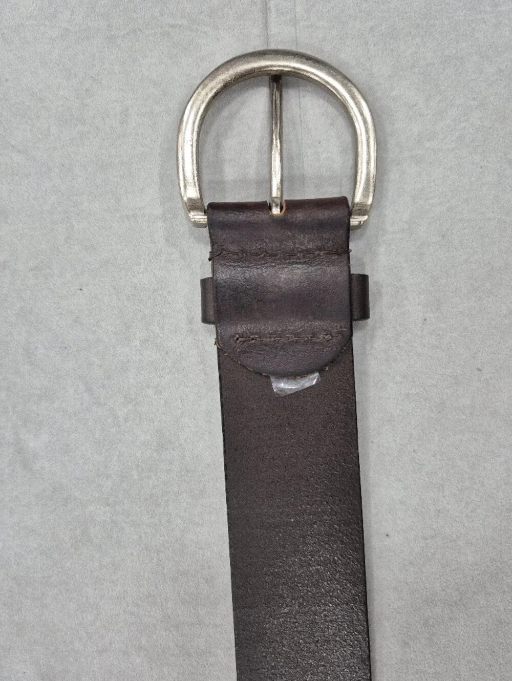 Aeropostale belt women's large brown leather brushed silver rounded buckle